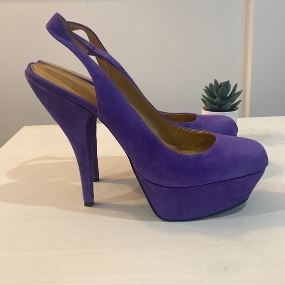 Nine West Purple Suede Pumps | Platform Heels - Picture 2 of 14